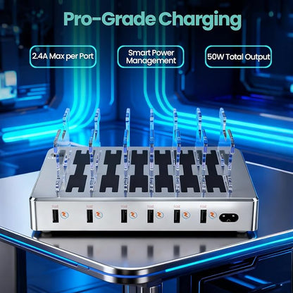 300W Fast Charging Station for Multiple Devices, 6 Port USB Charging Hub - Image 4