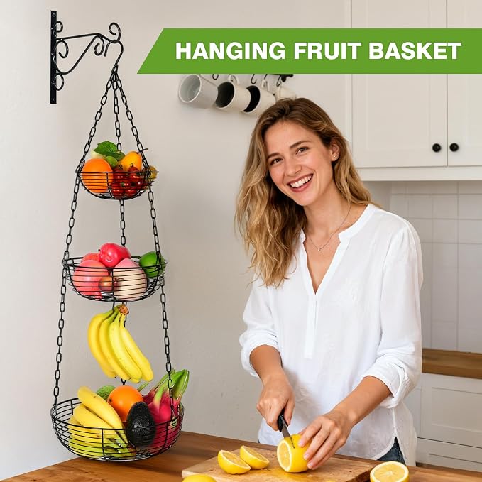 HULISEN 3-Tier Hanging Fruit Basket - Image 2