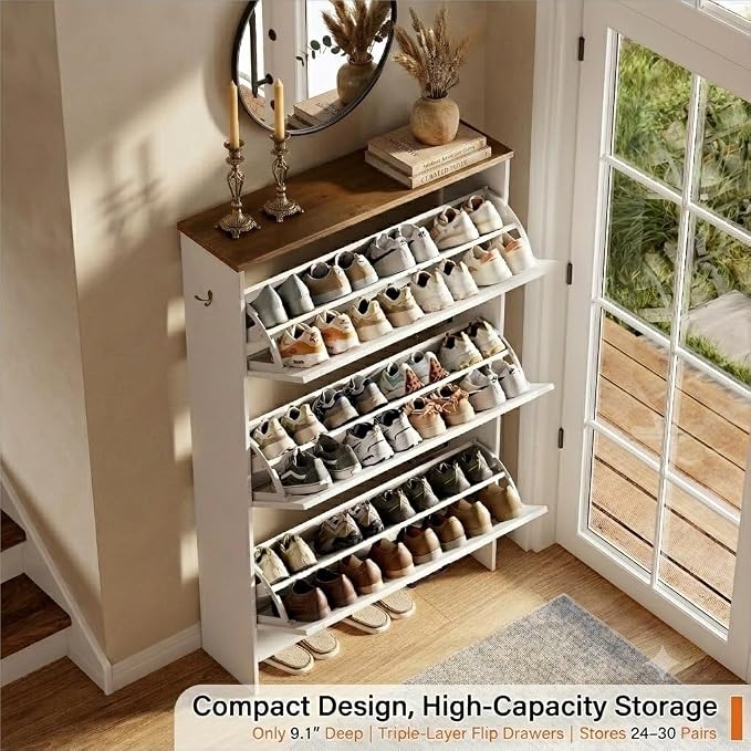 Nicetree Shoe Storage Cabinet for Entryway, Freestanding Fluted Accent Ultra - Image 5