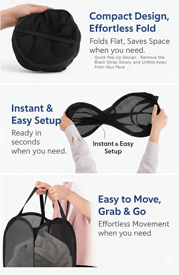2-in-1 XL Hanging Laundry Hamper Bag 36x22in + Pop Up Mesh Laundry Basket | - Image 6