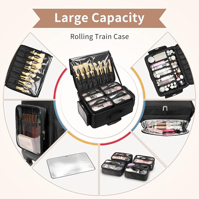 Large Rolling Makeup Case，Professional Makeup Artist Bag - Image 6