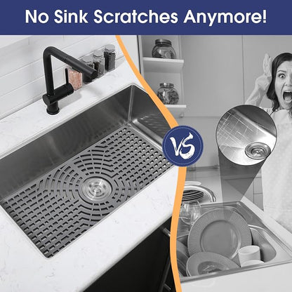 Silicone Sink Protector 24"x12" Center Drain Hole, Heat Resistant Non-slip - Image 3