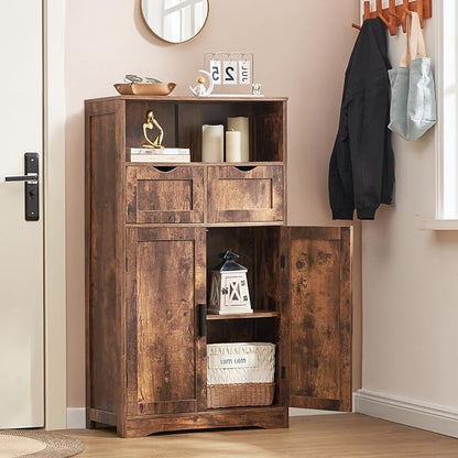 Iwell Storage Cabinet with 2 Drawers & Adjustable Shelves, Floor Cabinet - Image 4