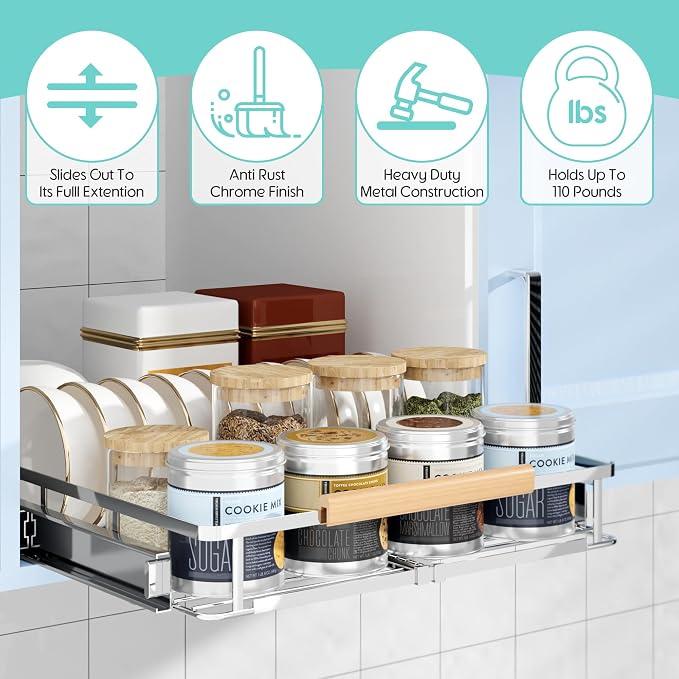 2Pack Expandable Pull Out Cabinet Organizer, Adjustable Width:23.2~39.9''W x - Image 4