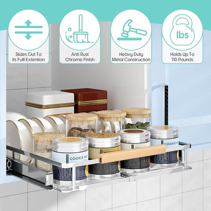 Expandable Pull Out Cabinet Organizer, Adjustable Width:17.1~28''W x 22.5''D - Image 4