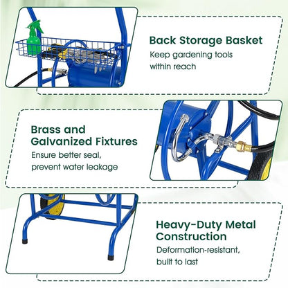 Goplus Garden Hose Reel Cart, 230ft 5/8" or 300ft 1/2" Heavy-Duty Metal Hose - Image 7