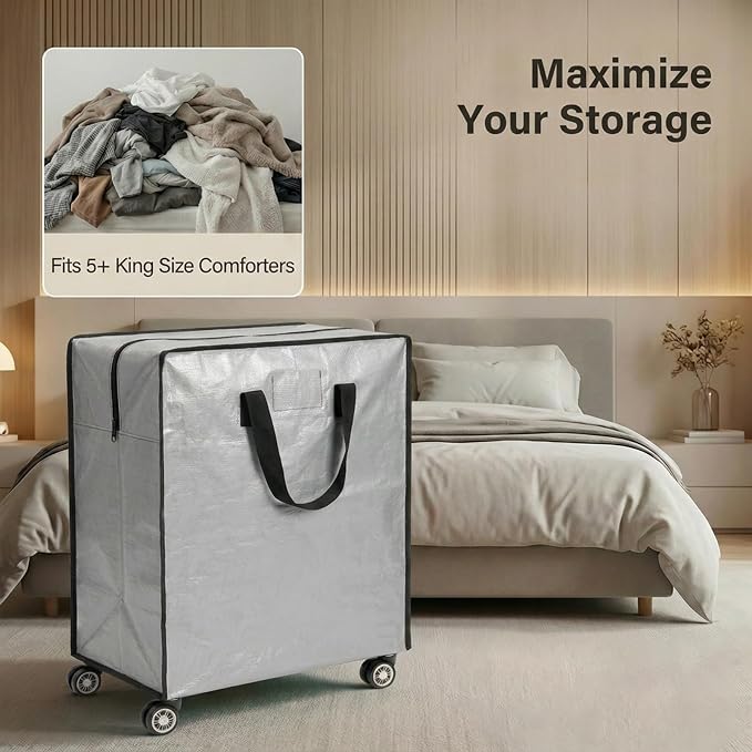 Oversized Wheeled Moving Bags, Heavy-Duty Zippered Tote - Image 3