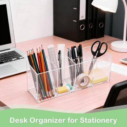 Clear Acrylic 4-Compartment Organizer Box, Small – Handcrafted, Eco-Friendly - Image 4