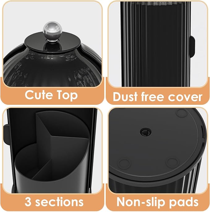 Makeup Brush Holder with Lid 360 Rotating Clear Dustproof Make Up Organizers - Image 5
