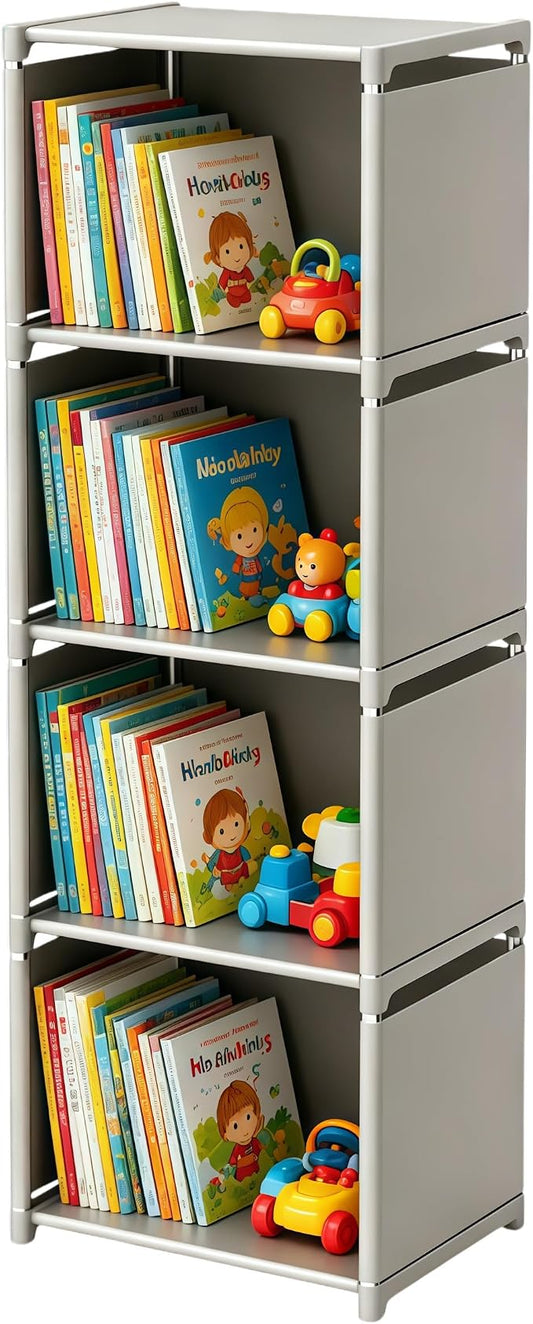 RIIPOO Book Shelf, 4-Cube Storage Organizer, Metal & Fabric Bookcase by RIIPOO