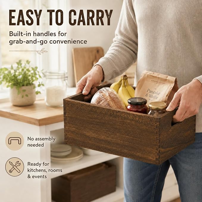 5 Pack Wooden Crates for Display Nesting Wood Crate for Storage - Image 7