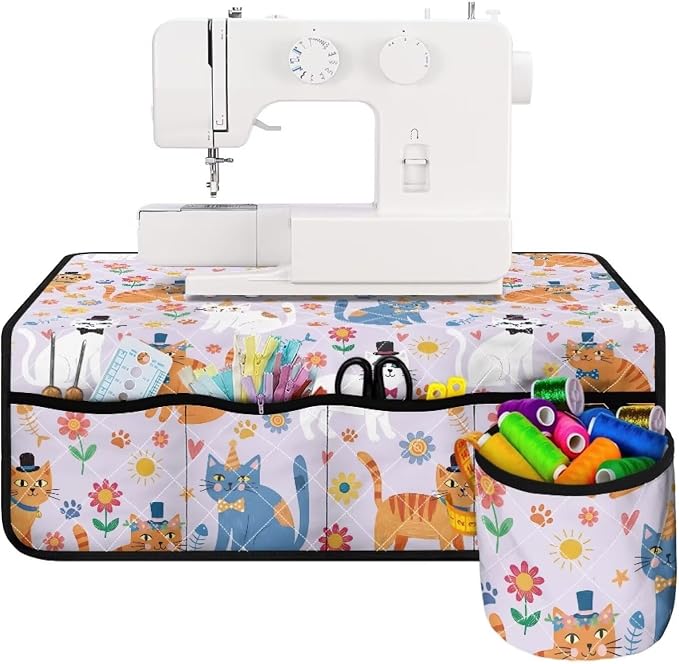 Purple Cat Flower Sewing Machine Mat by Unknown