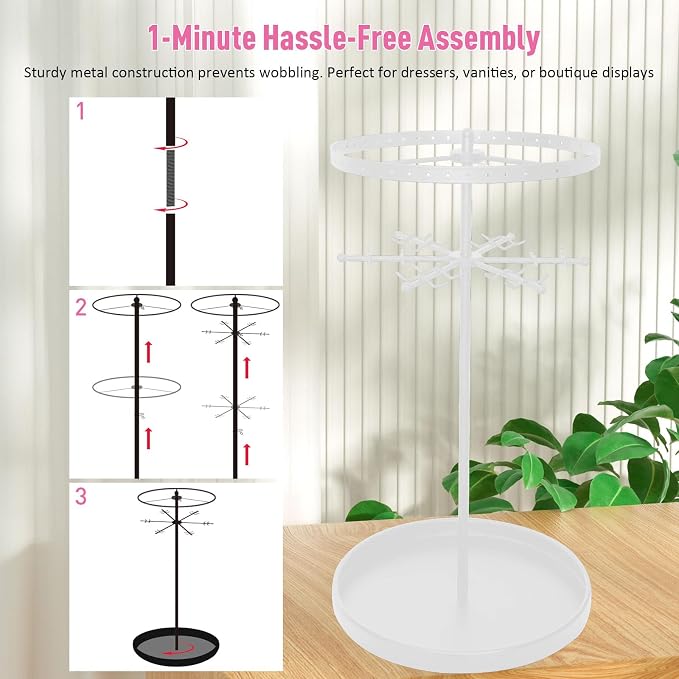 360 Rotating 2-Tier Jewelry Organizer Stand, Large Earring Holder Organizer - Image 6