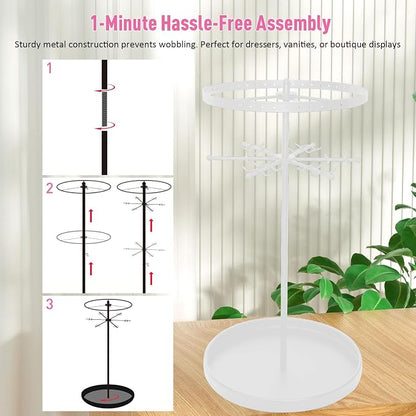 360 Rotating 2-Tier Jewelry Organizer Stand, Large Earring Holder Organizer - Image 6