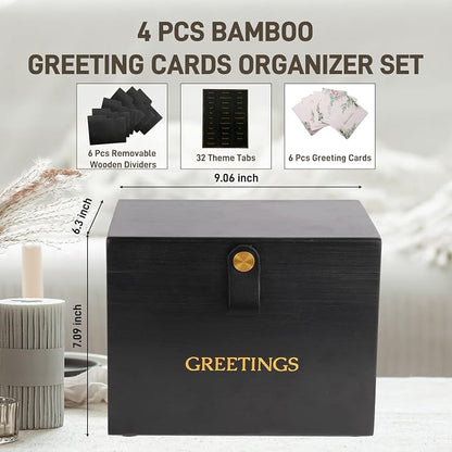 Large Bamboo Greeting Card Organizer Box - Image 2