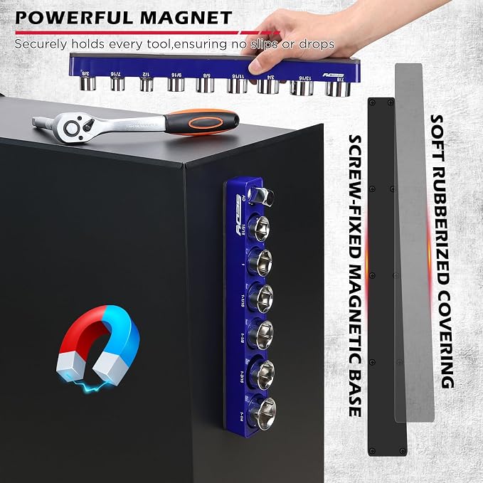 2-Piece 1/2"-Drive SAE Magnetic Socket Organizer Set - Image 4