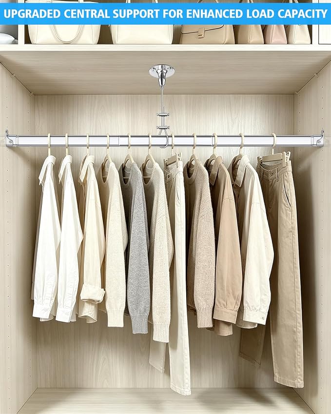 Premium Chrome Oval Closet Rod for Hanging Clothes 52 to 70 Inch, Includes End - Image 7