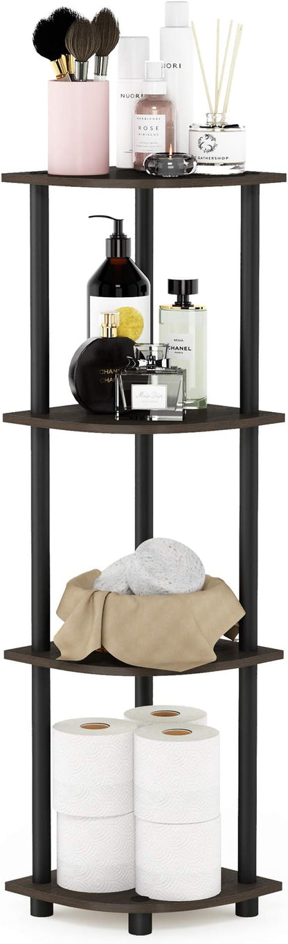 Furinno TURN-N-TUBE Corner Shelf, 4-Tier Corner Bookshelf, Display Storage by Furinno-FitsYourSpaceFitsYourBudget