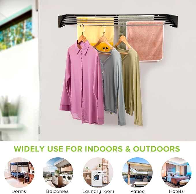 Wall Mounted Laundry Drying Rack, Retractable Clothes Drying Rack - Image 6