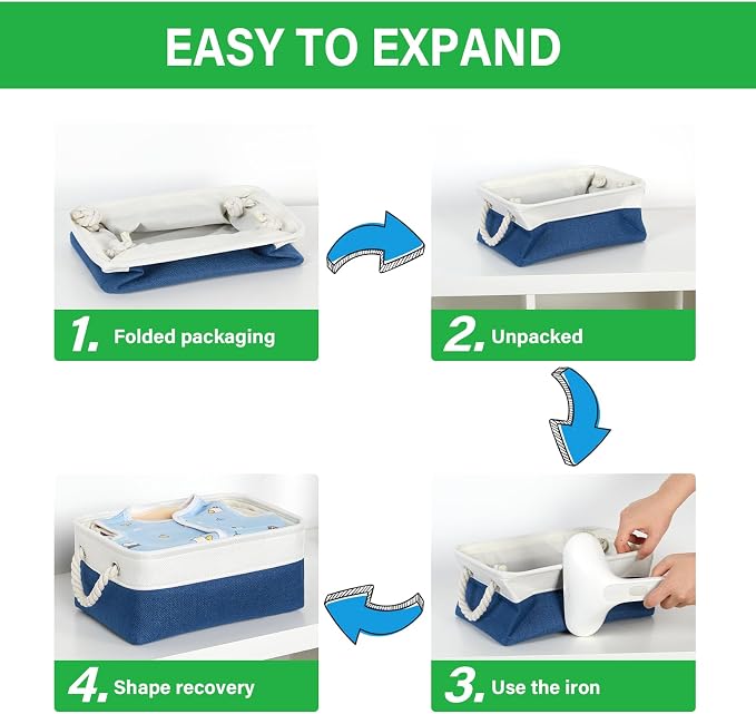 Bidtakay Small Storage Baskets for Shelves 3 Pack Fabric Storage Bins for - Image 7