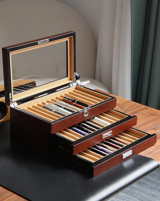 Wood Pen Display case 36 Slot Fountain Pen Box Storage Organizer - Image 6