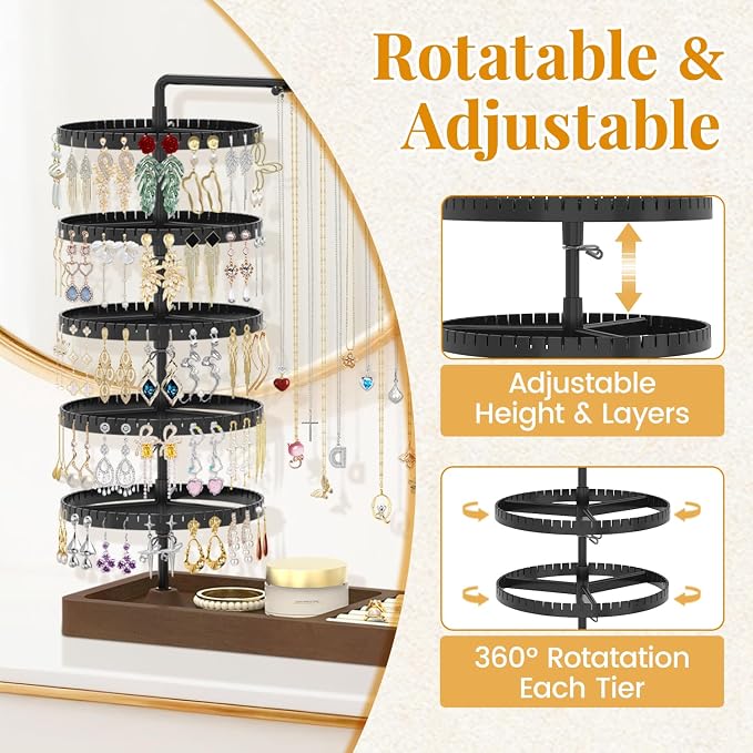 EsLuker.ly Earring Holder Organizer Necklace Display Stand Jewelry Storage | - Image 3