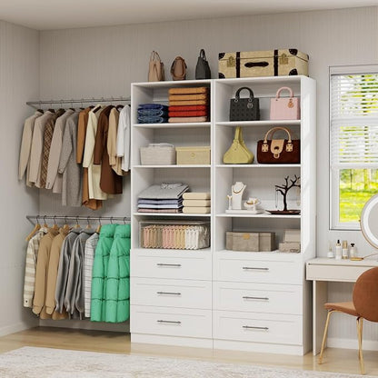 Closet System with Drawers, Wood Closet Organizer System with Adjustable - Image 8