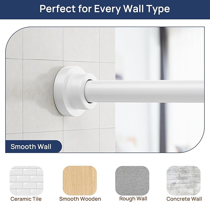 ENJOYBASICS 2 Pack Tension Curtain Rod, 32-66" Adjustable, No Tools, - Image 5