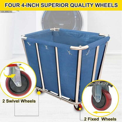 Laundry Cart Commercial, 10 Bushel Large Industrial Rolling Laundry Hamper - Image 6