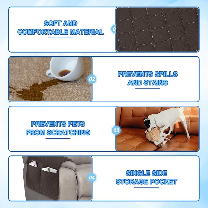 uxcell 3 PCS Armrest Covers, Couch Arm Cover Furniture Protect Slide Recliner - Image 3