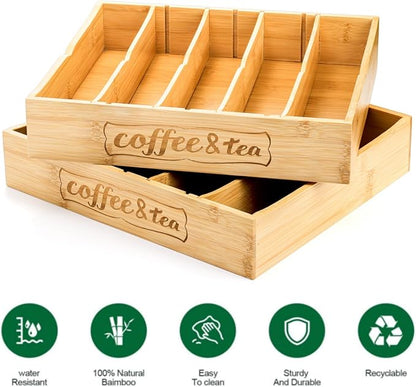 Lyellfe 2 Pack K Cup Holder for Drawers, Bamboo Tea Bag Organizer - Image 4