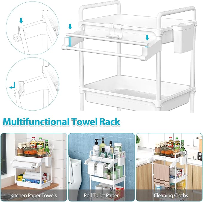 SPACEKEEPER Rolling Storage Cart, 4-Tier Bathroom Organizer Utility Cart - Image 2