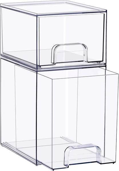 Sorbus Stackable Acrylic Storage Drawers, 2 Pack Clear Plastic Organizer Bins - Image 8