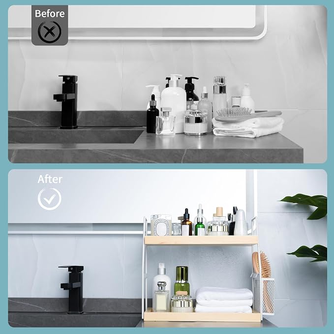 Bathroom Counter Organizer, 2-Tier Standing Storage Shelf - Image 3