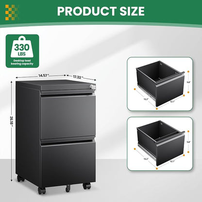 2 Drawer Metal File Cabinet - Image 3