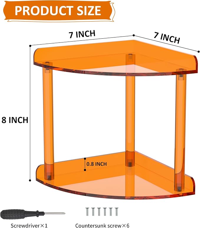 2 Tier Countertop Corner Organizer Shelf 7x7x8 Inch, Vanity Storage - Image 2