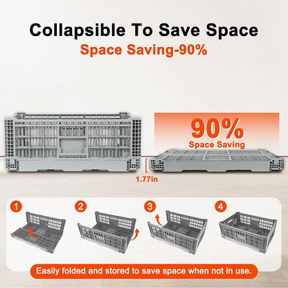 Collapsible Milk Crates for Storage, 52L Storage Crates, Heavy Duty Milk Crate - Image 3