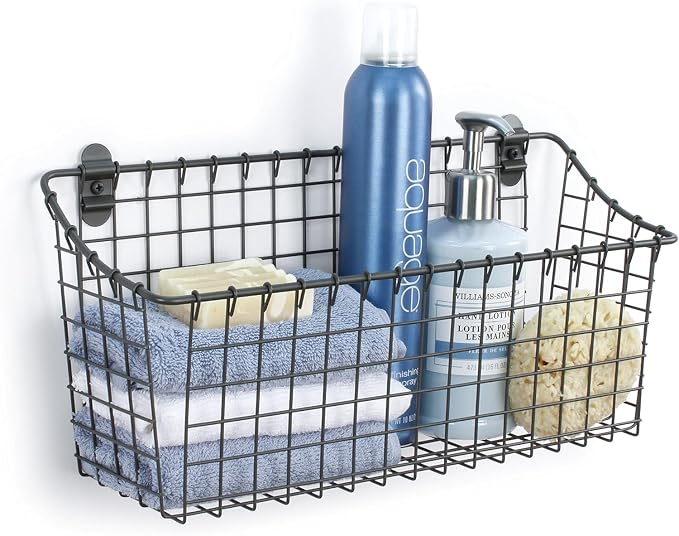 Spectrum Extra Large Wire Wall Mount Storage Basket Industrial Gray, Vintage - Image 6