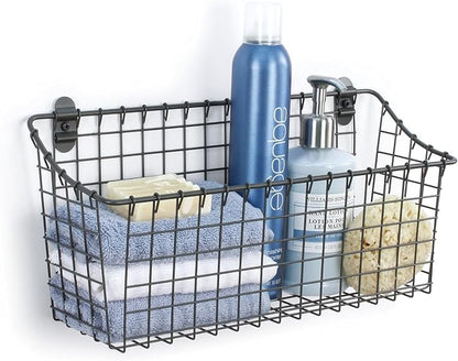 Spectrum Extra Large Wire Wall Mount Storage Basket Industrial Gray, Vintage - Image 6