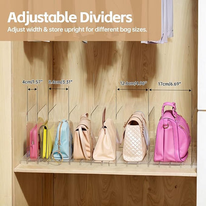 Purse Organizer for Closet, Stackable Handbag Storage Shelf, Adjustable Clear - Image 3