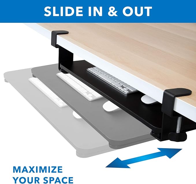 Mount-It! Clamp-On Under Desk Keyboard Tray, No-Drill Slide-Out Keyboard & - Image 8