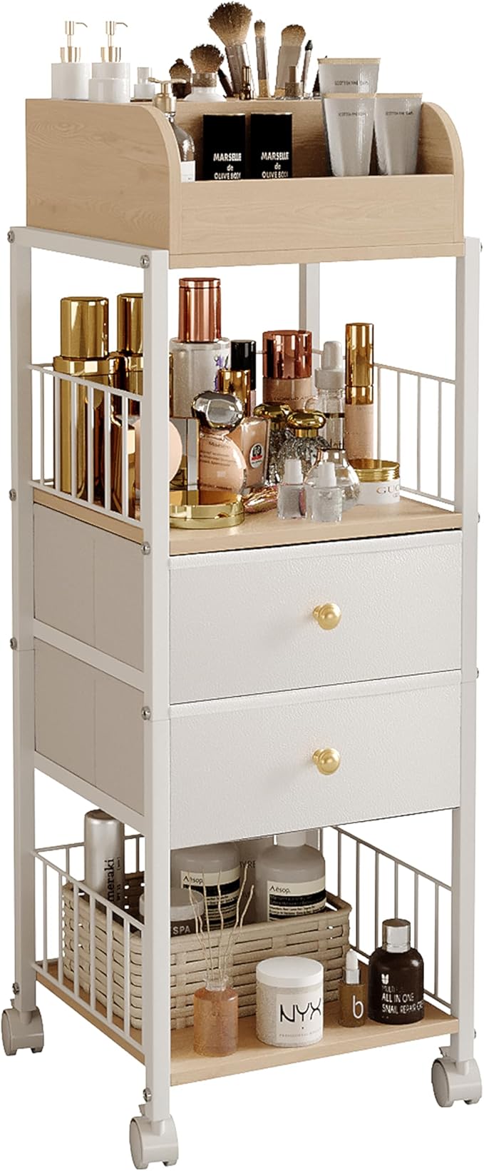 Floor Makeup Organizer Storage Cart by ZQUYAJ