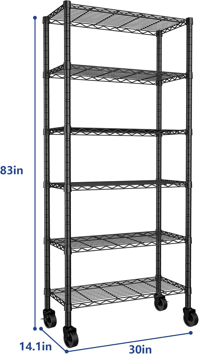 REGILLER 6-Wire Shelving Metal Storage Rack Adjustable Shelves, Standing - Image 3