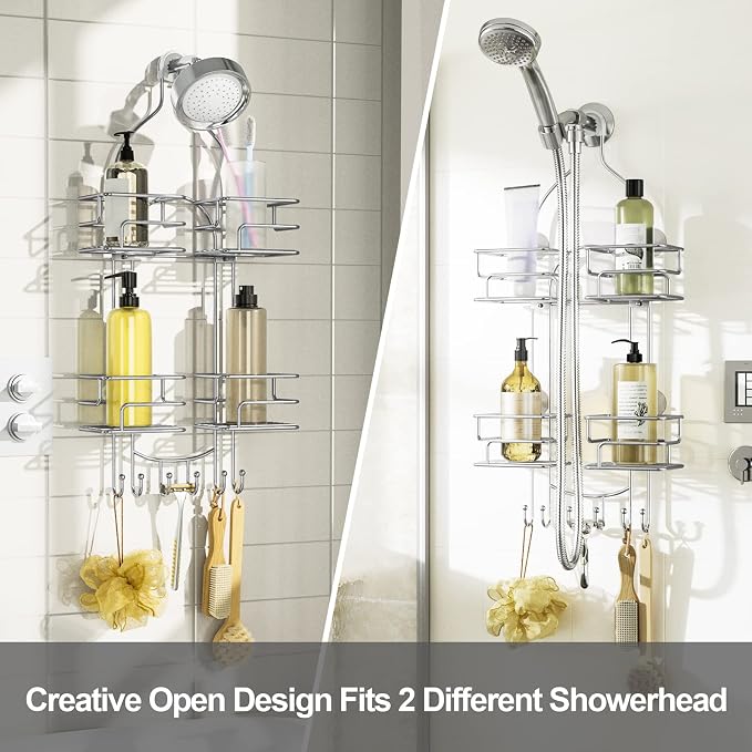 SRIWATANA Shower Caddy Organizer Hanging Over Head, Bathroom Shower Rack Hanger - Image 2