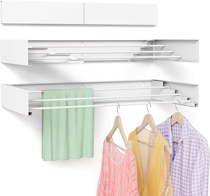 Wall Mounted Drying Rack for Laundry 19.8'', Folding Drying Rack Clothing Wall by BAKON