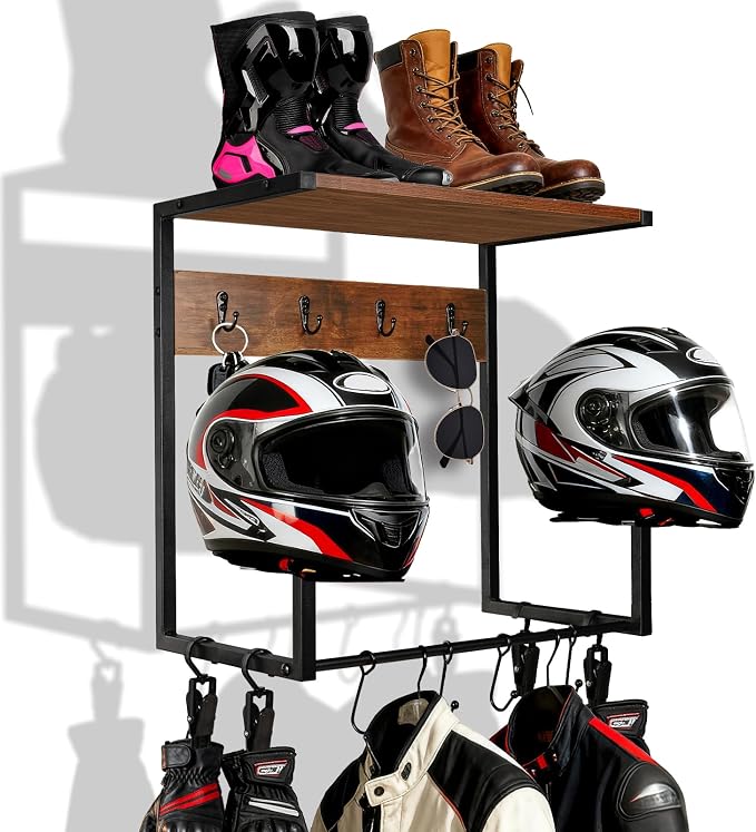 Motorcycle Helmet Holder Wall Mount, Wooden Helmet Display Stands by Unknown