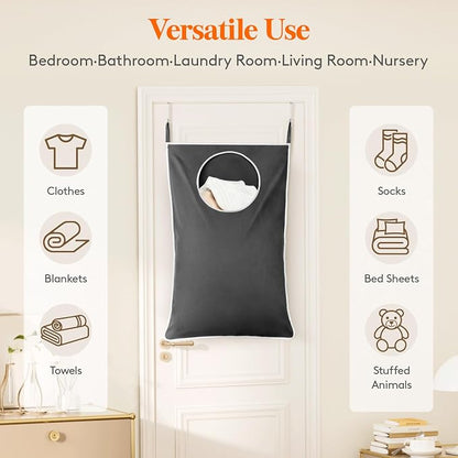 Lifewit 1 Pack Over Door Laundry Hamper, Large Collapsible Hanging Laundry - Image 5