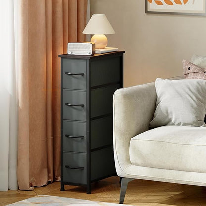 Somdot Narrow Dresser for Bedroom, 4 Drawer Storage Cabinet, Charcoal Grey | - Image 7