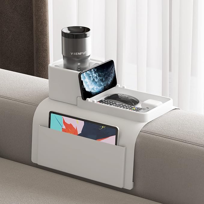 Couch Cup Holder Tray, VIENFUT Silicone Anti-Slip Sofa Armrest Tray by VIENFUT