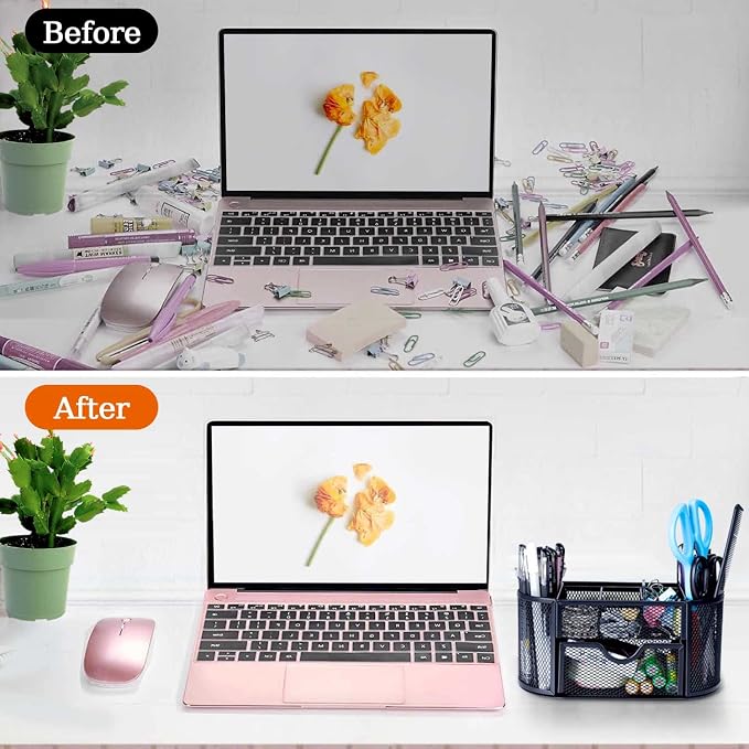 Black Mesh Pen Holder Desk Organizer Cute Office Supplies Pencil and Marker - Image 3
